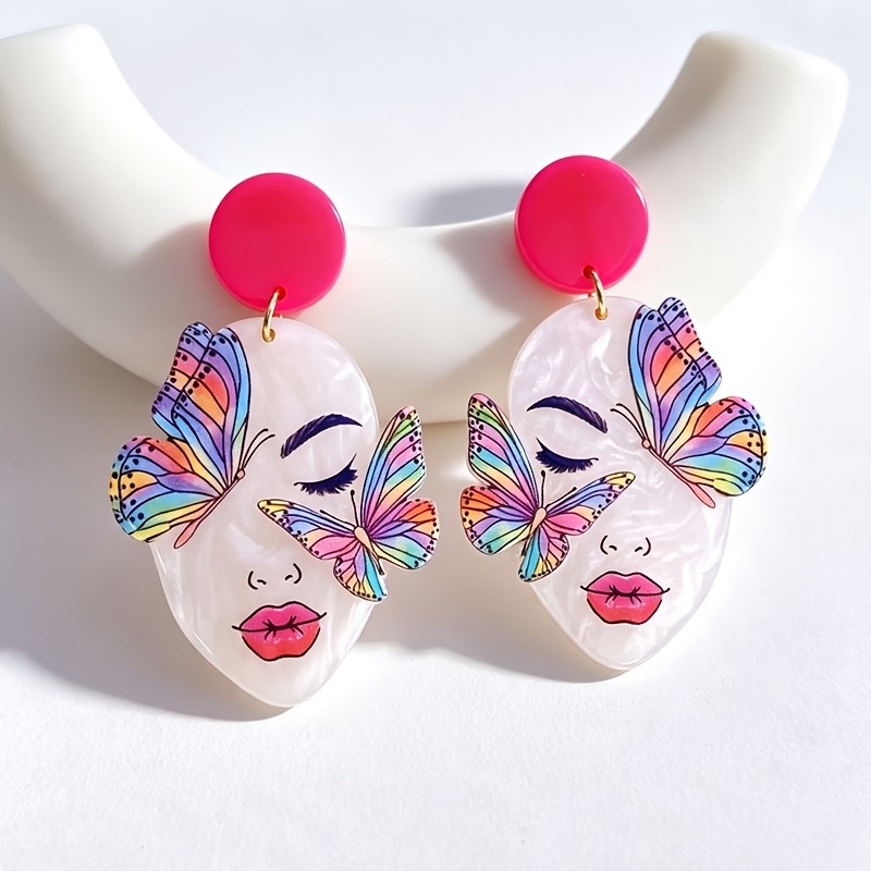 Women's Creative Butterfly Beauty Head Drop Earrings